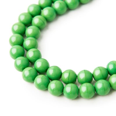 Czech glass pressed round beads Pea Green Opaque 8mm No.63