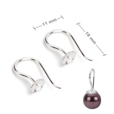 Sterling silver 925 open earring hook 18x11mm No.24