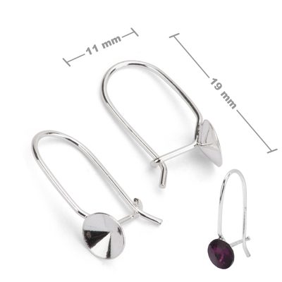 Sterling silver 925 kidney earring hook for SWAROVSKI 1122 6mm No.93