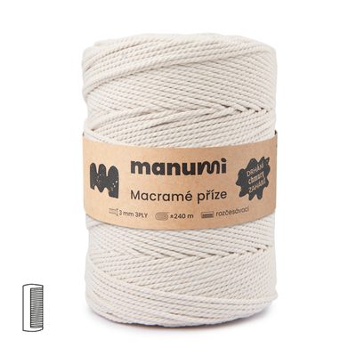 Macramé twisted cord 3PLY 3mm 240m natural