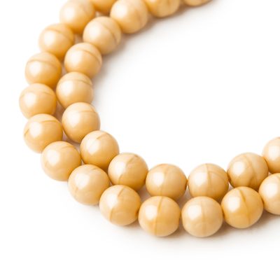 Czech glass pressed round beads Opaque Ivory 8mm No.49
