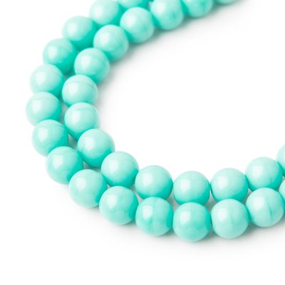 Czech glass pressed round beads Turquoise Green 8mm No.67