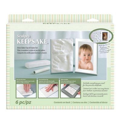 Sculpey baby hand and foot impression kit with a frame