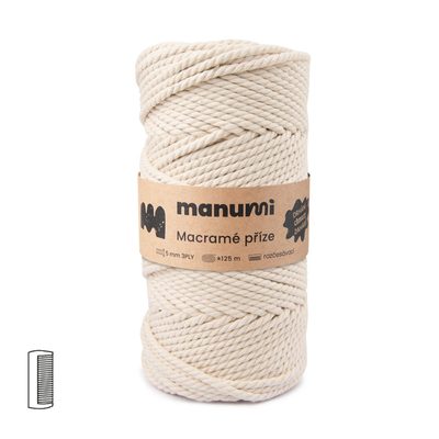 Macramé twisted cord 3PLY 5mm natural
