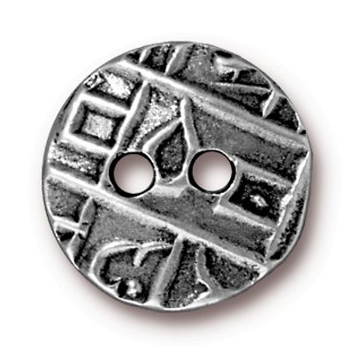 TierraCast knoflík Round Coin starostříbrný