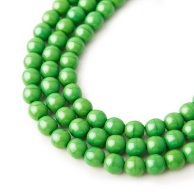 Czech glass pressed round beads Pea Green Opaque 6mm No.19