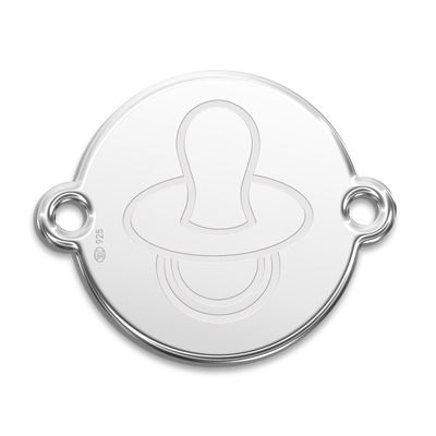 Manumi Silver connector 12mm with an engraved design Pacifier