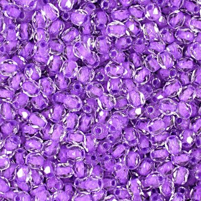 Brúsené koráliky 3mm Crystal Violet Lined