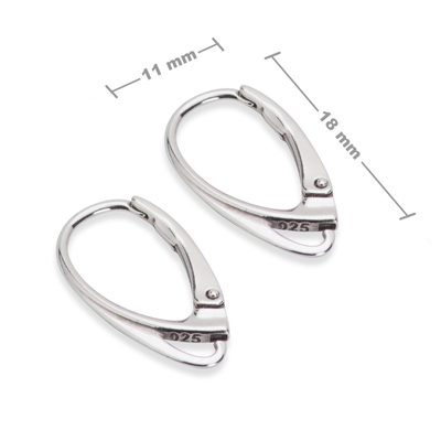 Sterling silver 925 rhodium-plated earring hook 18x11mm No.635