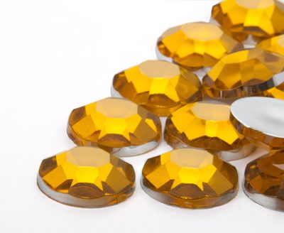 Nalepovací akrylové kameny kulaté 14mm žluté