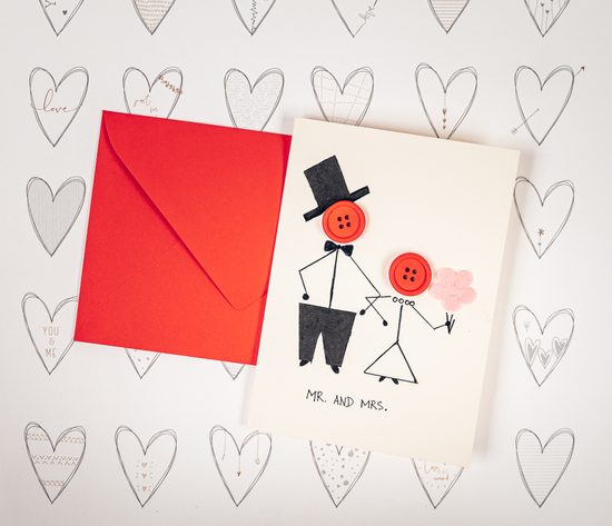 Návod na výrobu svatebního přání s knoflíky