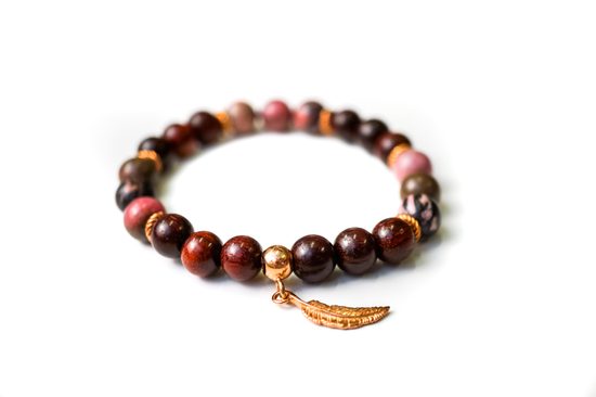 Náramek s Rodonitem a pírkem