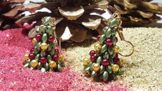 Náušnice – 3D vánoční stromečky