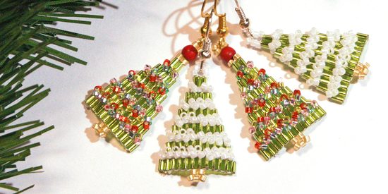 Návod na výrobu zasněžených stromečků - náušnice