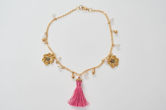 Boho náramek na nohu s broušenými minerály