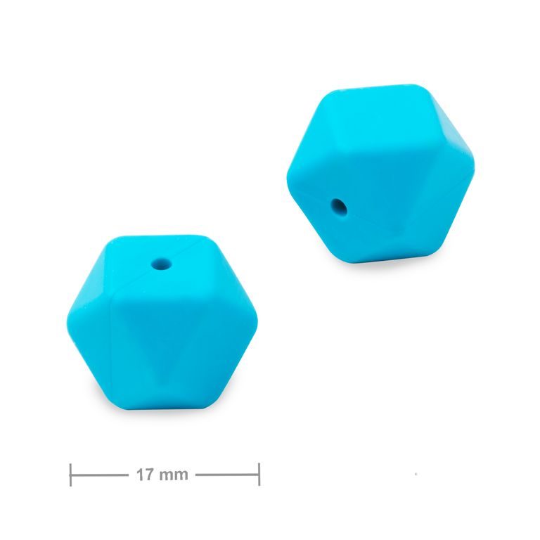 Silikonové korálky hexagon 17mm Sky Blue