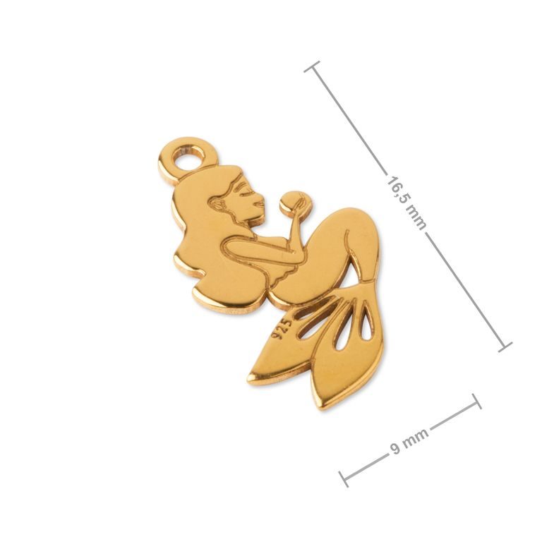 Silver pendant mermaid gold plated No.1003
