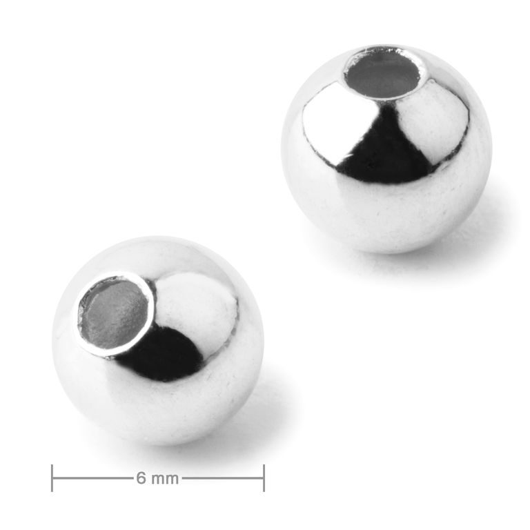 Mărgele metalice cu scobitură 6mm de culoare argintie