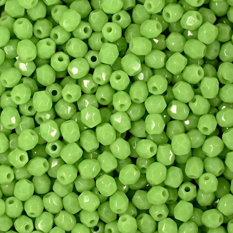 Glass fire polished beads 3mm Opaque Light Olivine