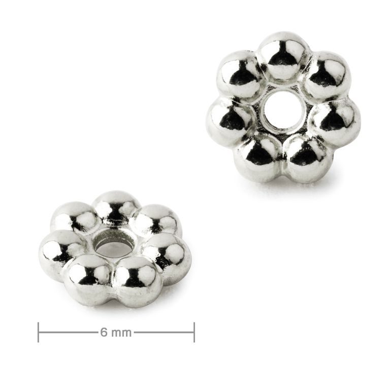 Metal bead spacer flower 6 mm platinum