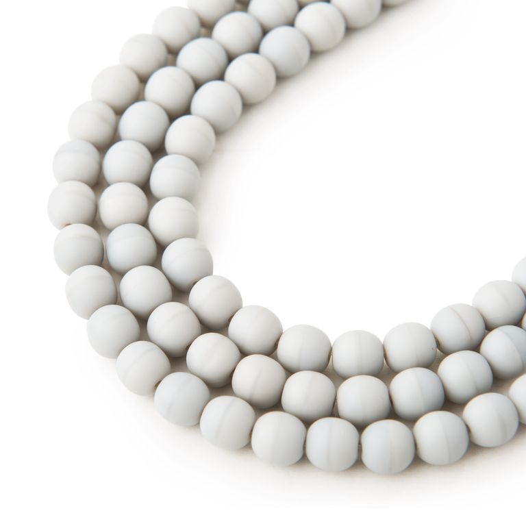 Manumi české skleněné mačkané kuličky 6 mm Light Grey Opaque Matt