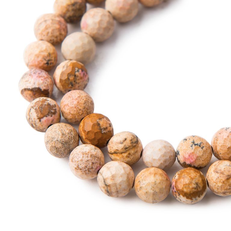 Picture jasper 8 mm faceted matte