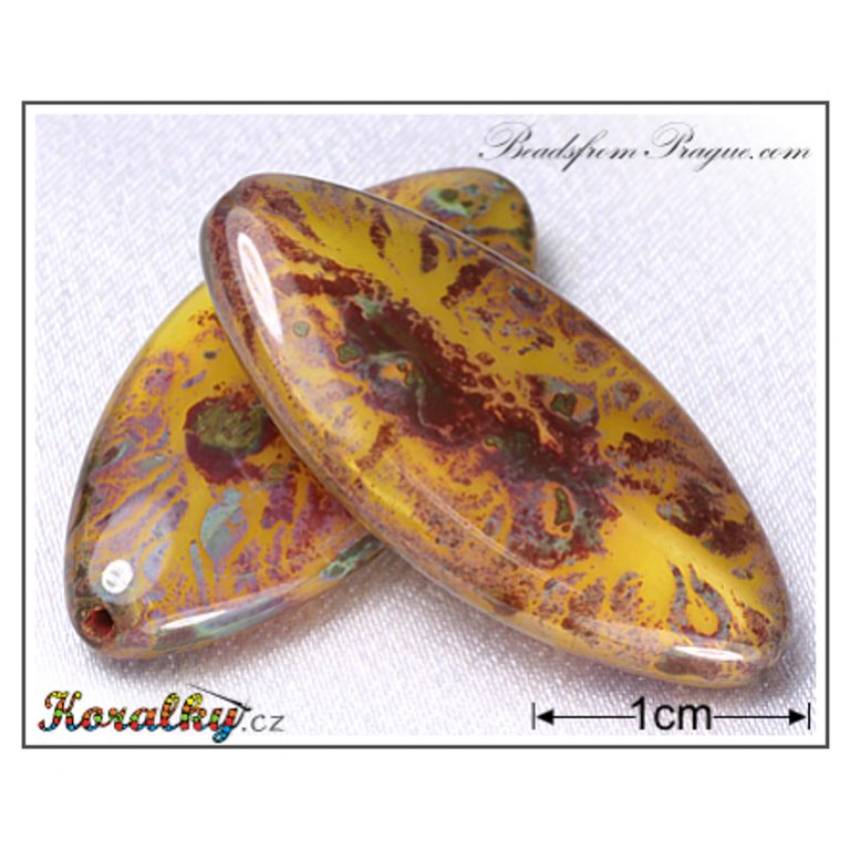 Czech glass Travertin pressed beads No.80