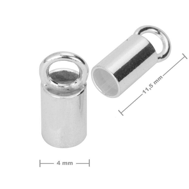 Stříbrná kulatá lepící koncovka 4 mm