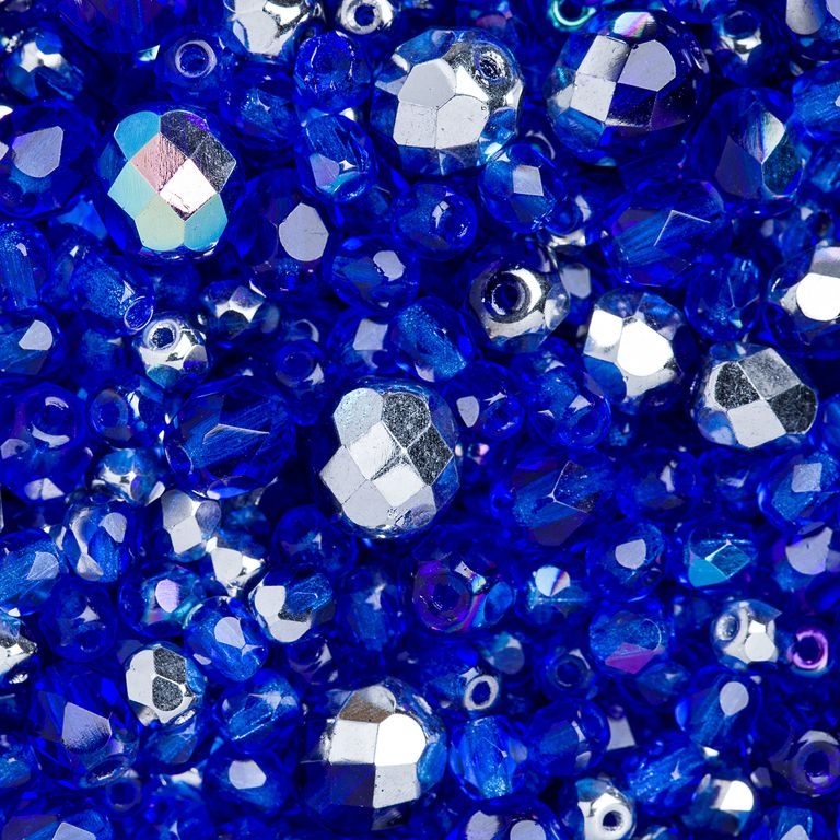 Czech fire polished beads mix Dark Sapphire