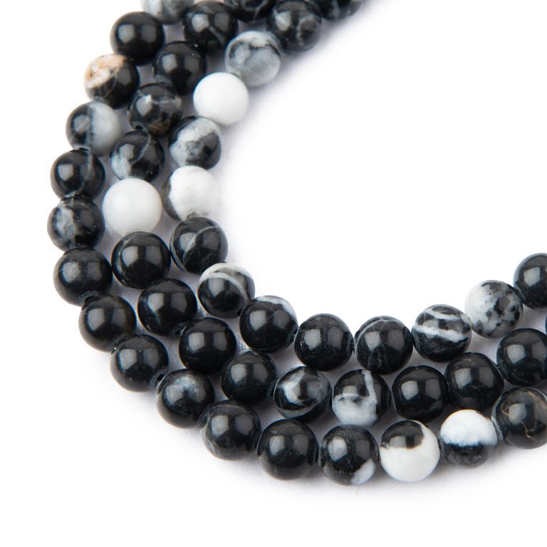 Korálky z minerálu Jaspis zebra černobílý 6 mm