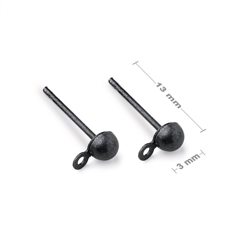 Half ball ear posts 3mm anthracite