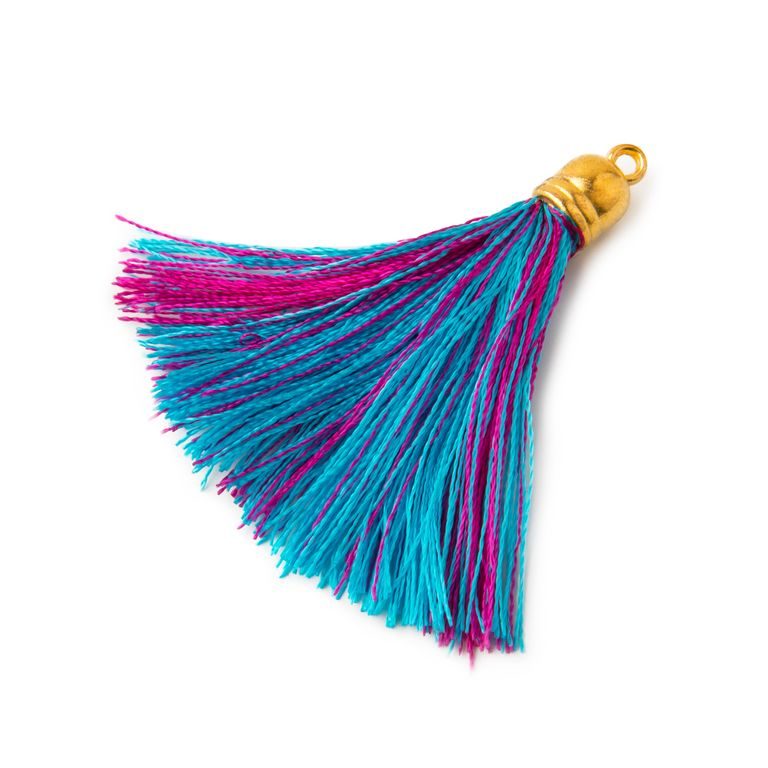 Silk tassel 5cm blue and pink