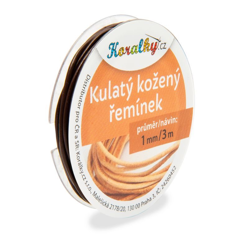 Okrúhly kožený remienok 1mm/3m hnedý č.13