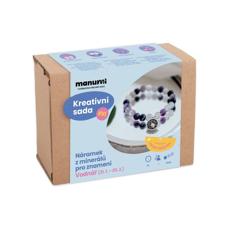 Manumi kreativní sada na výrobu náramku z minerálů se znamením zvěrokruhu Vodnář