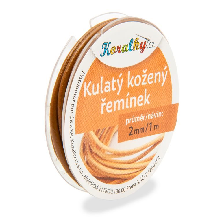 Kulatý kožený řemínek 2mm/1m světle hnědý č.42