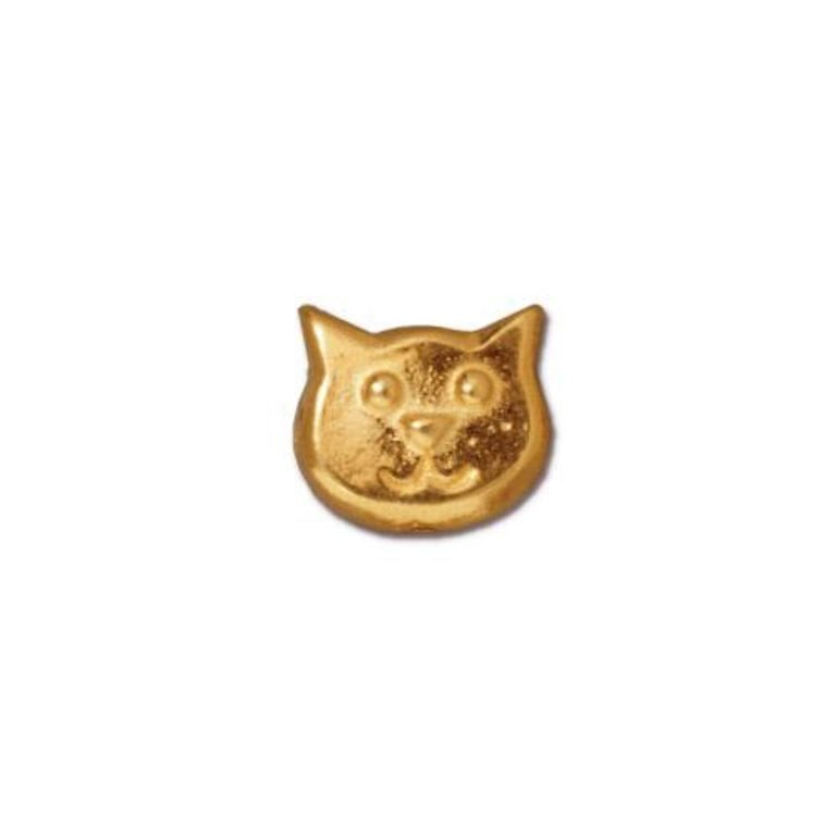 TierraCast bead Cat Face antique gold No.364