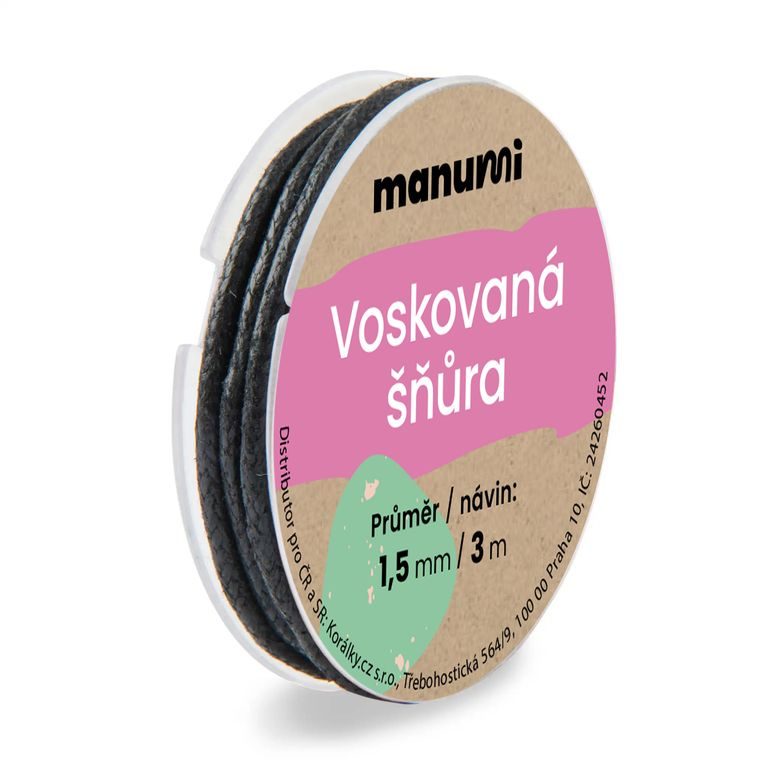 Voskovaná šňůra 1,5mm/3m černá