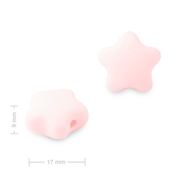 Mărgele din silicon steluță 17x16x9mm Baby Pink