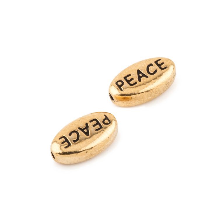 TierraCast bead Word Peace antique gold