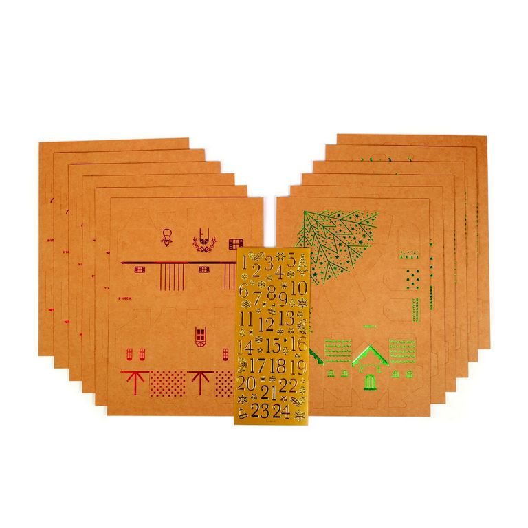 Sada na výrobu adventního kalendáře vánoční vesnička kraftová