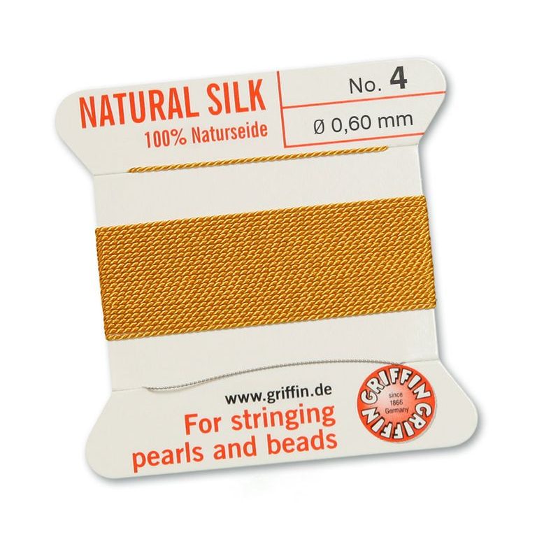 Silk thread with needle 0.6mm/2m yellow