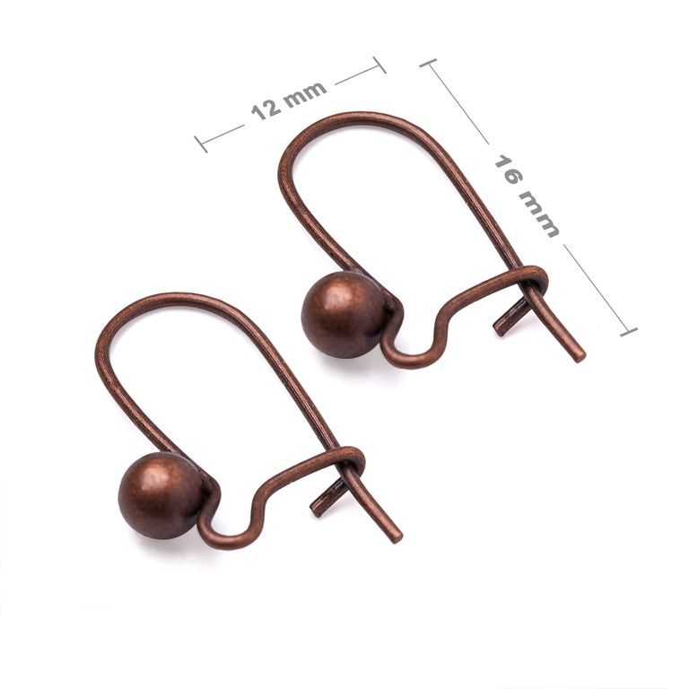 Kidney earring hooks 16x12mm antique copper