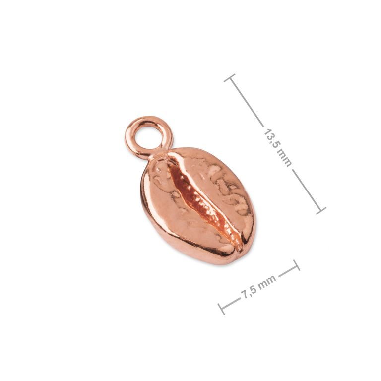 Silver pendant coffee bean rose gold plated No.1138