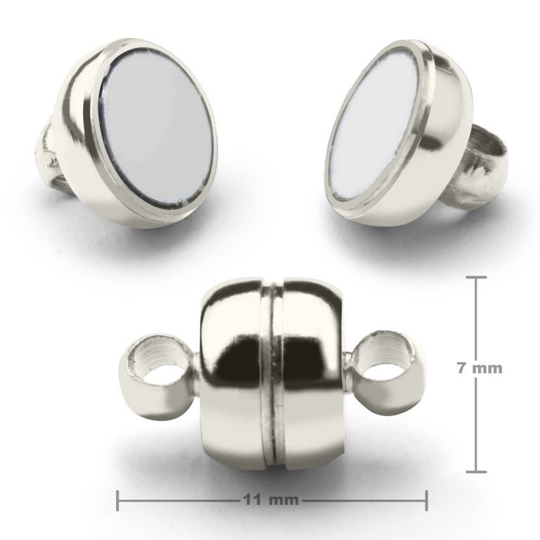 Închizătoare magnetică butoiaș 11x7mm de culoare argintie