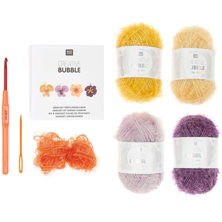 Rico design crochet set for making washcloths Creative Bubble Spring flowers