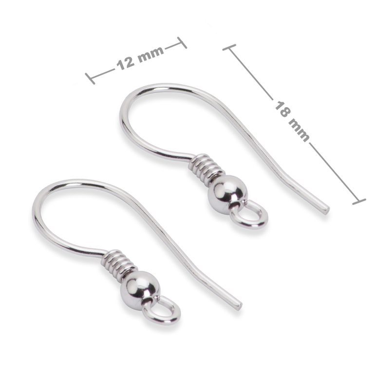 Sterling silver 925 rhodium-plated earring hook 18x12mm No.632