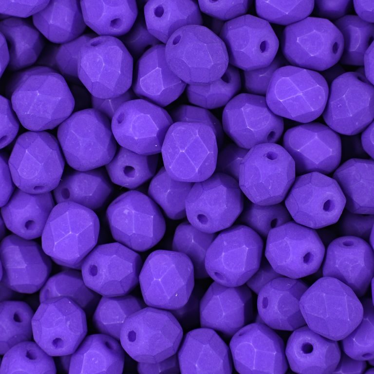 Glass fire polished beads 6mm Neon Purple