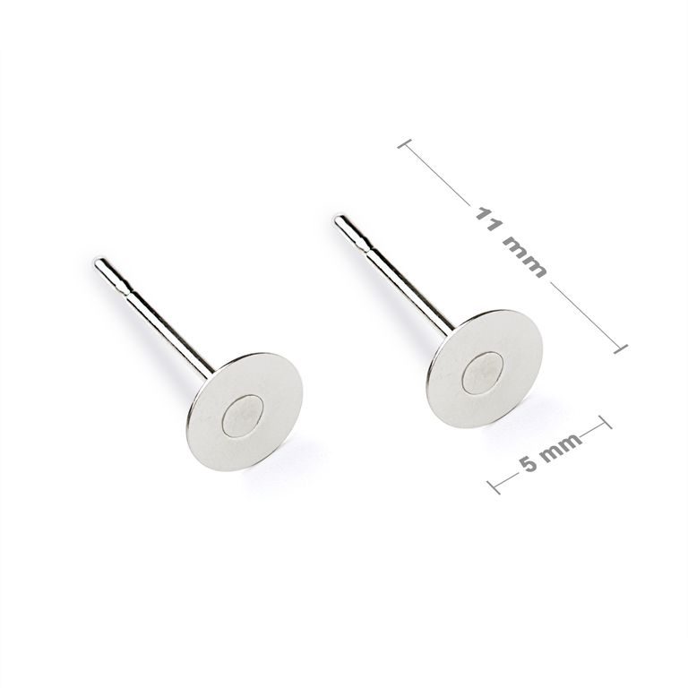 Flat pad ear posts 5mm silver