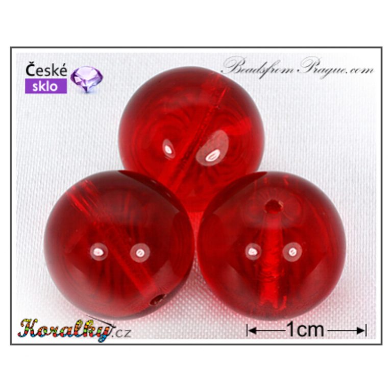 Czech glass pressed bead round 14mm red transparent No.38