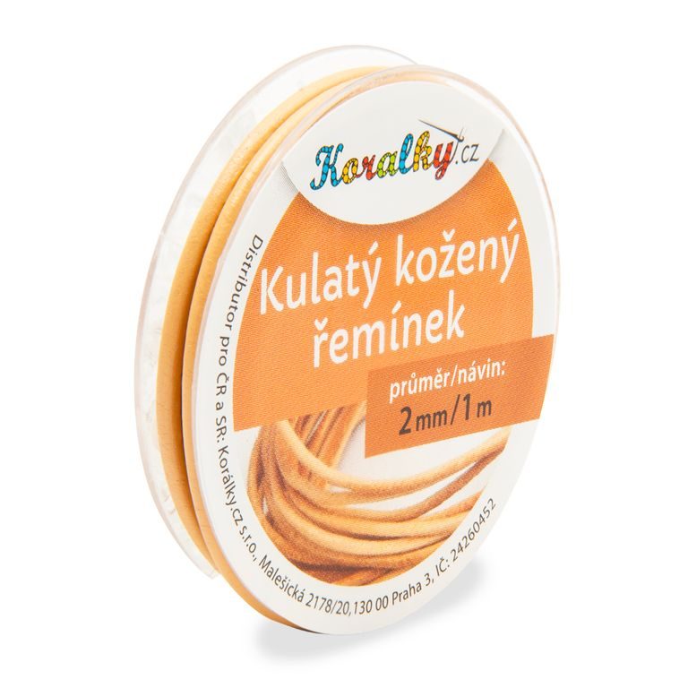 Kulatý kožený řemínek 2mm/1m béžový č.41